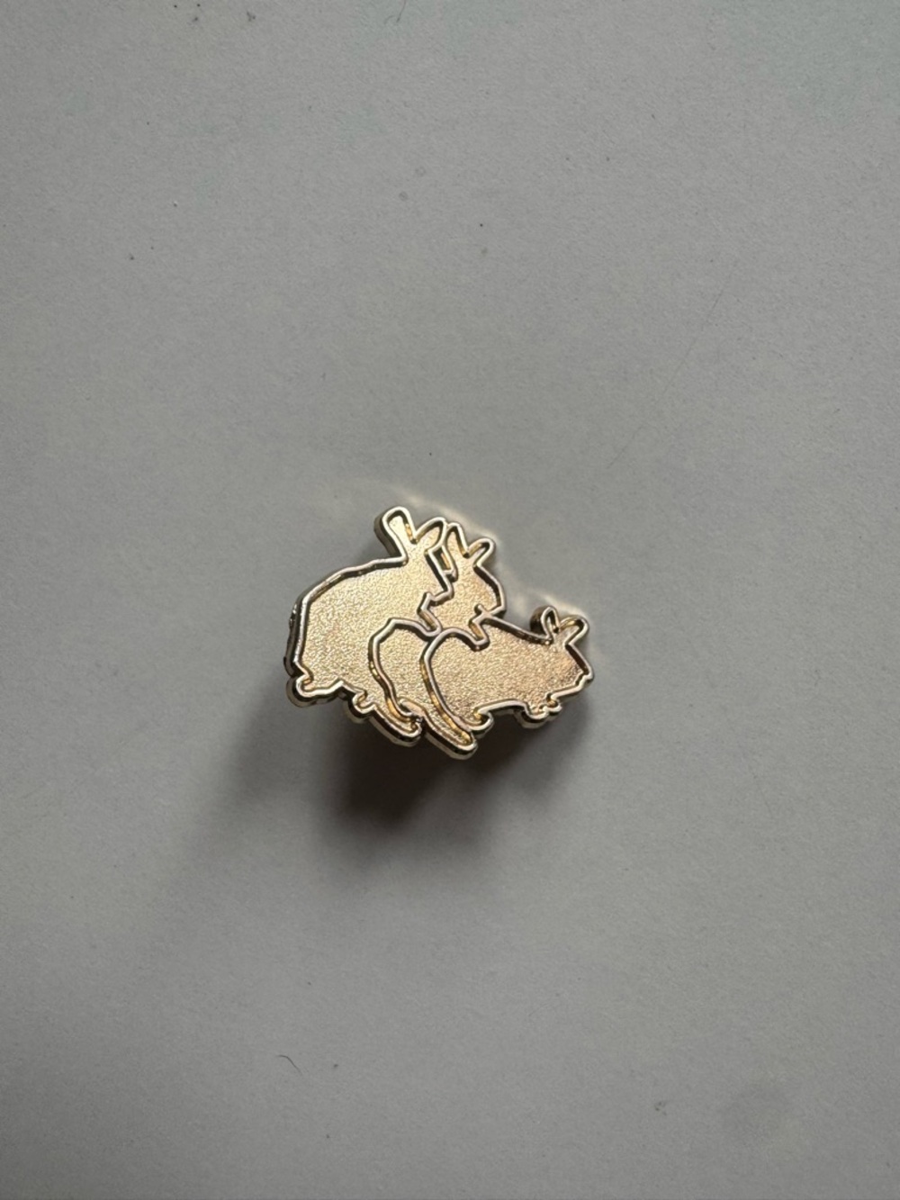 Gold-tone Rabbit Enamel Pin - Double Bunny Design
